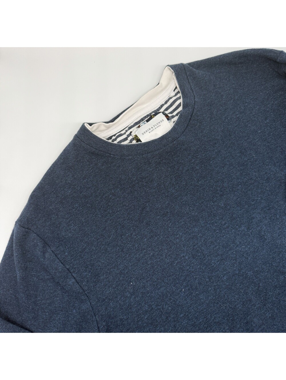 Denim & Flower Ricky Singh Blue Crew Neck Pullover Sweater XL